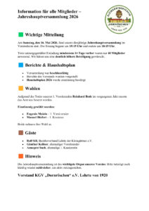 Information für alle Mitglieder